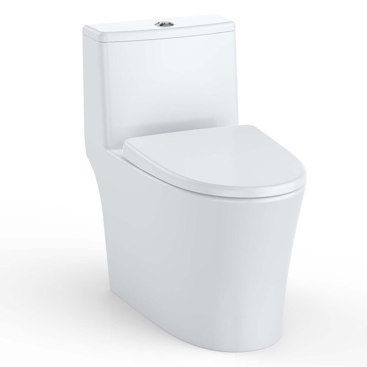 White One-Piece Elongated Toilet for Bathroom - Water Efficient
