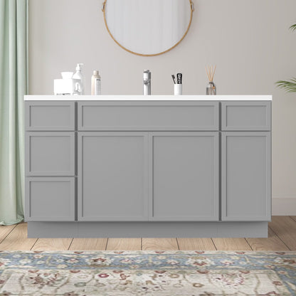 57 in. W x 21 in. D x 32.5 in. H Bath Vanity Cabinet without Top in Gray