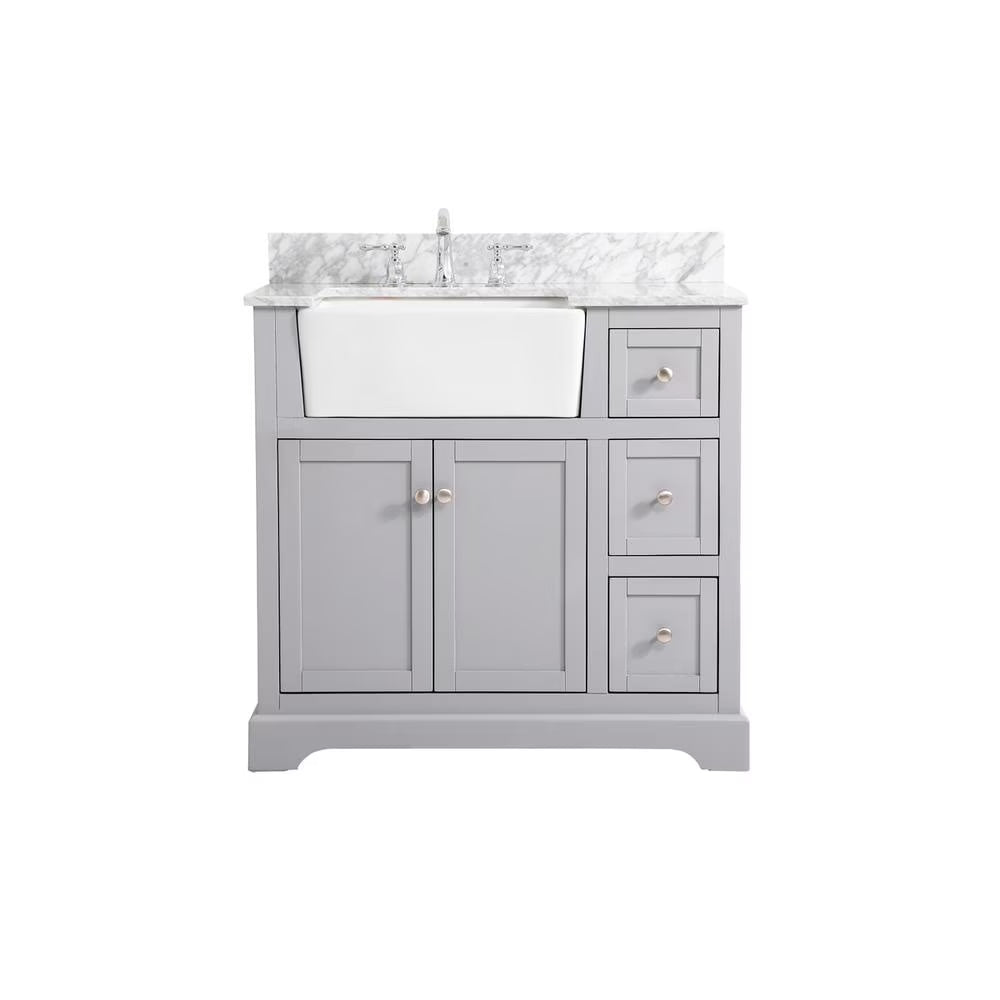 Elegant Decor Franklin 36" MDF Single Bathroom Vanity with Backsplash in Blue