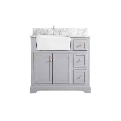 Elegant Decor Franklin 36" MDF Single Bathroom Vanity with Backsplash in Blue