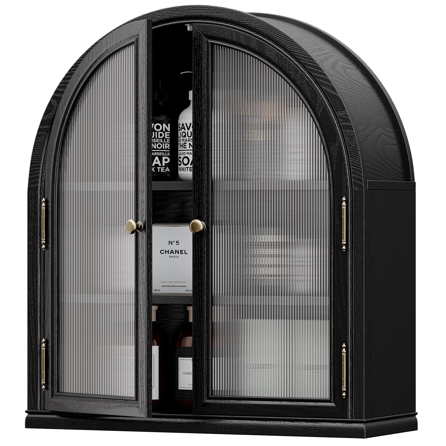 ANHDAH Arched Wall Cabinet Over Toilet, 2-Door Modern Medicine Storage with 2 Shelves. Space-Saving Mounted Organizer for Bathroom Towels & Cosmetics.
