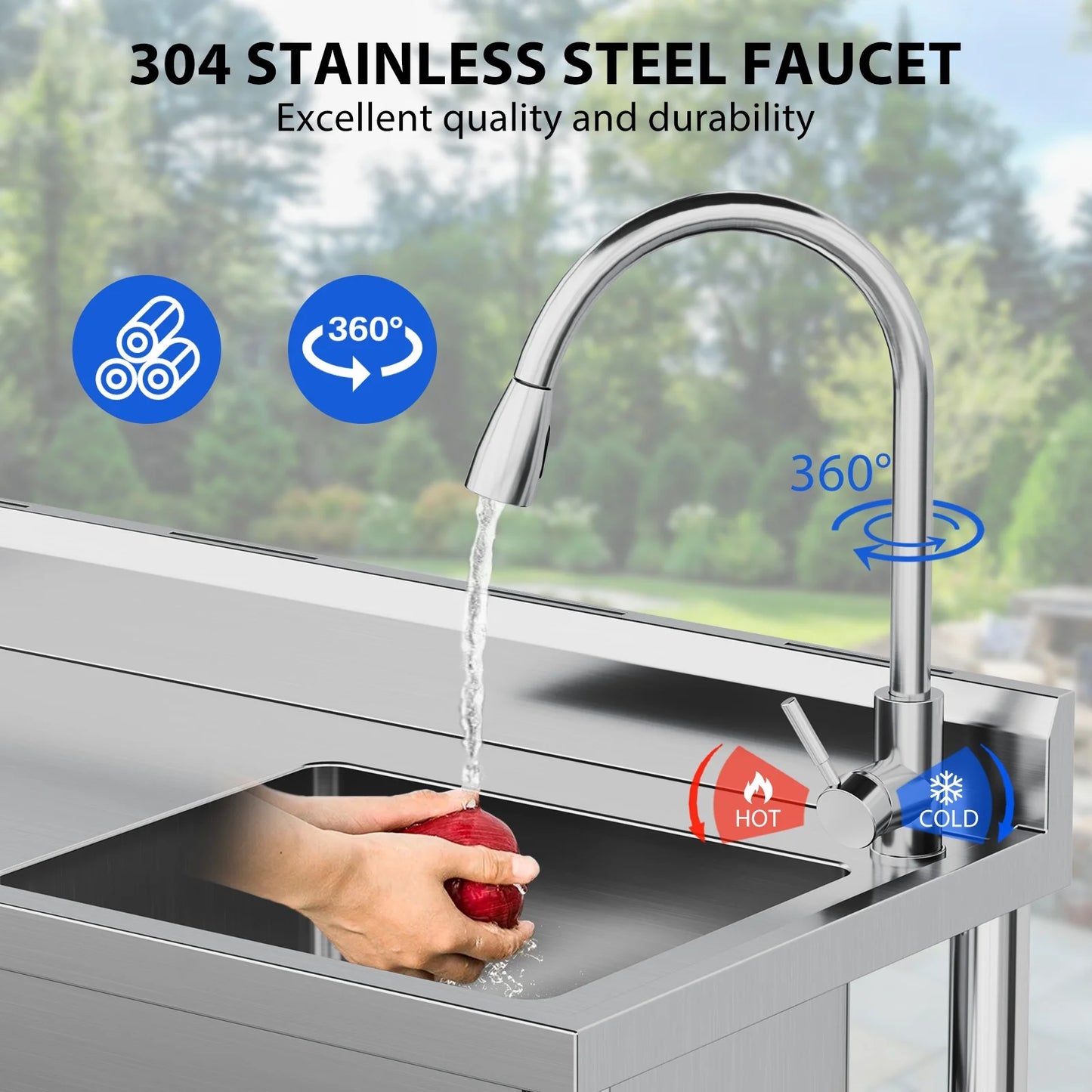 Garvee Utility Sink,39"x20"x37" Freestanding Single Bowl Kitchen Sink with Faucet & Drainboard,Stainless Steel Sink with Storage Shelves for Laundry Room Bathroom Farmhouse