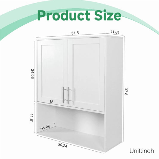 EBQOSK Wall Mounted Bathroom Cabinet, 31.5"D x 11.81"W x 37.8"H Vanity Mirror Cabinet with Facial Tissues Slot and Multifunctional Storage Area, Storage Cabinets for Laundry Bathroom White Style 2
