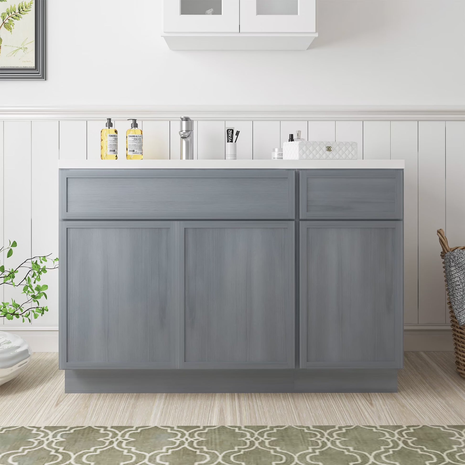 51" Freestanding Bathroom Vanity Cabinet without Top in Sea Green
