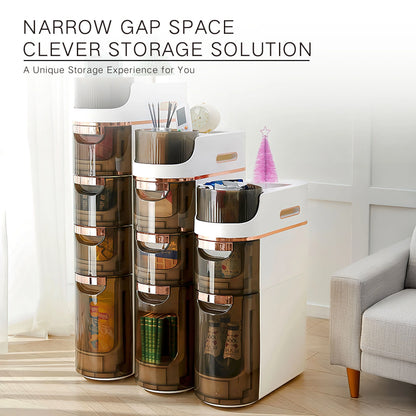 RAZXNAOR 4-Tiers Slim Bathroom Storage Cabinet, Narrow Organizers with Drawers, Beside Toilet Paper Storage for Bathroom