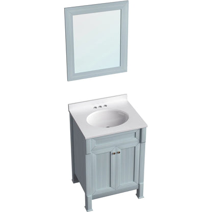Hanover Callimont 24'' Vanity Cabinet with Sink Combo for Bathroom, Powder Room | Pre-Assembled Cabinet | Accent Mirror | Artificial Stone Countertop | Blue Cabinet | HANVN0106-24-0BL