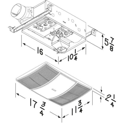 Broan-NuTone Non-Lit PowerHeat Bathroom Exhaust Fan and Heater, 110 CFM, 2.0 Sones, White
