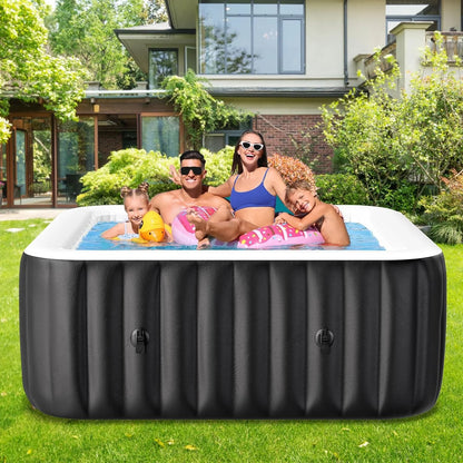 73" X 73" X 25" Inflatable Hot Tub for 4-6 Person Square, 240 Gallon Large Portable Hottub Spa with 130 Bubble Air Jets, Blow Up Spa Bathtub with LED Control Panel, 2 Filter, Temperature up to 104��F