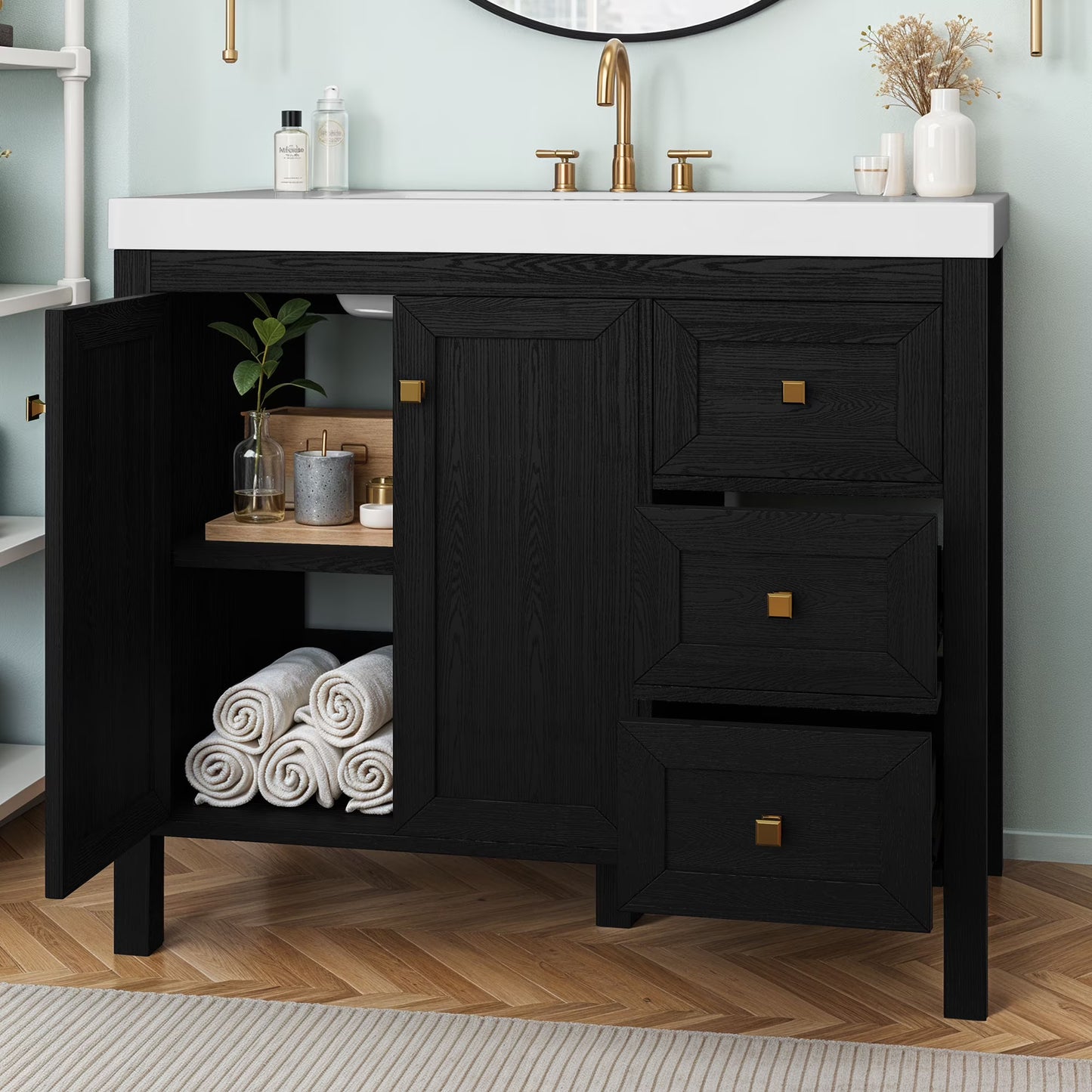 Dextrus 36'' Modern Bathroom Vanity with Sink Combo, Freestanding Bathroom Storage Cabinet with Drawers & Doors, Black