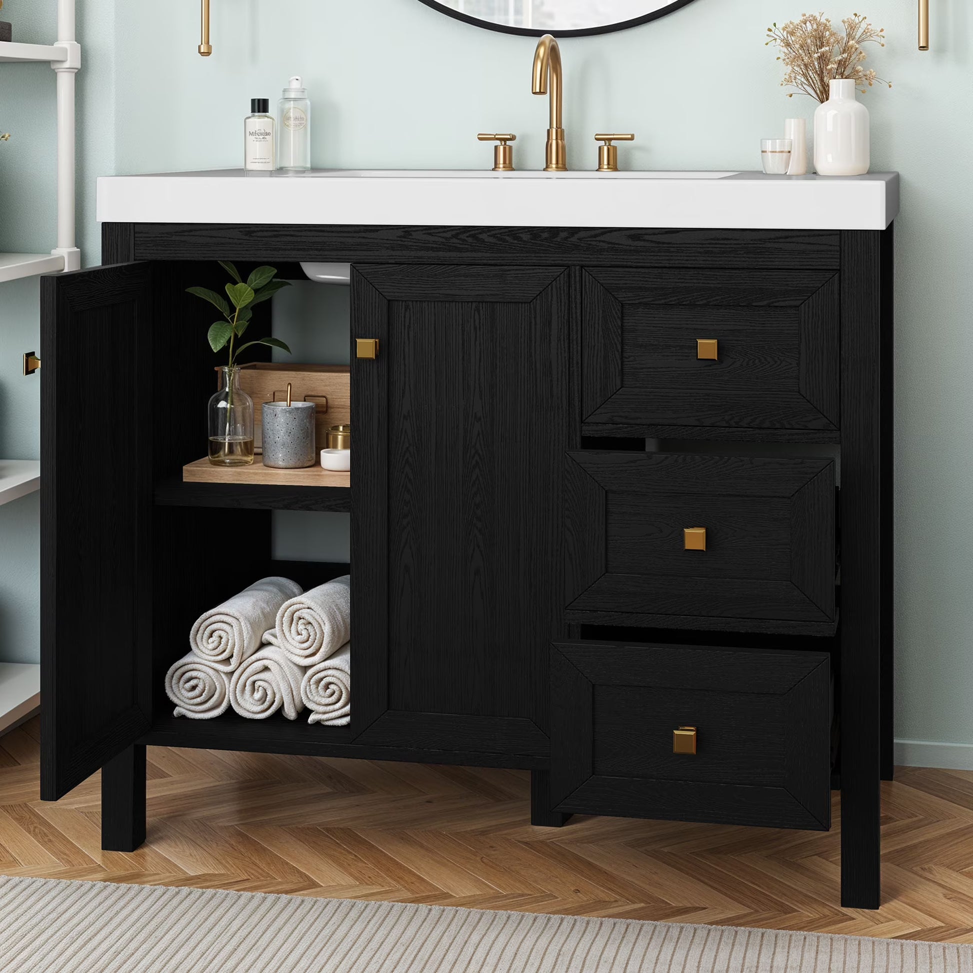 Dextrus 36'' Modern Bathroom Vanity with Sink Combo, Freestanding Bathroom Storage Cabinet with Drawers & Doors, Black