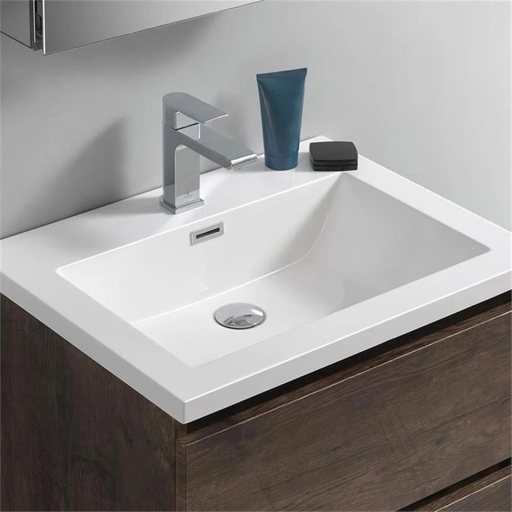 Fresca Lazzaro 24" Rosewood Free Standing Modern Bathroom Cabinet w/ Integrated Sink