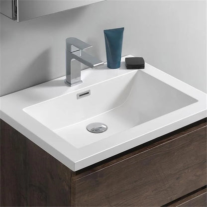 Fresca Lazzaro 24" Rosewood Free Standing Modern Bathroom Cabinet w/ Integrated Sink