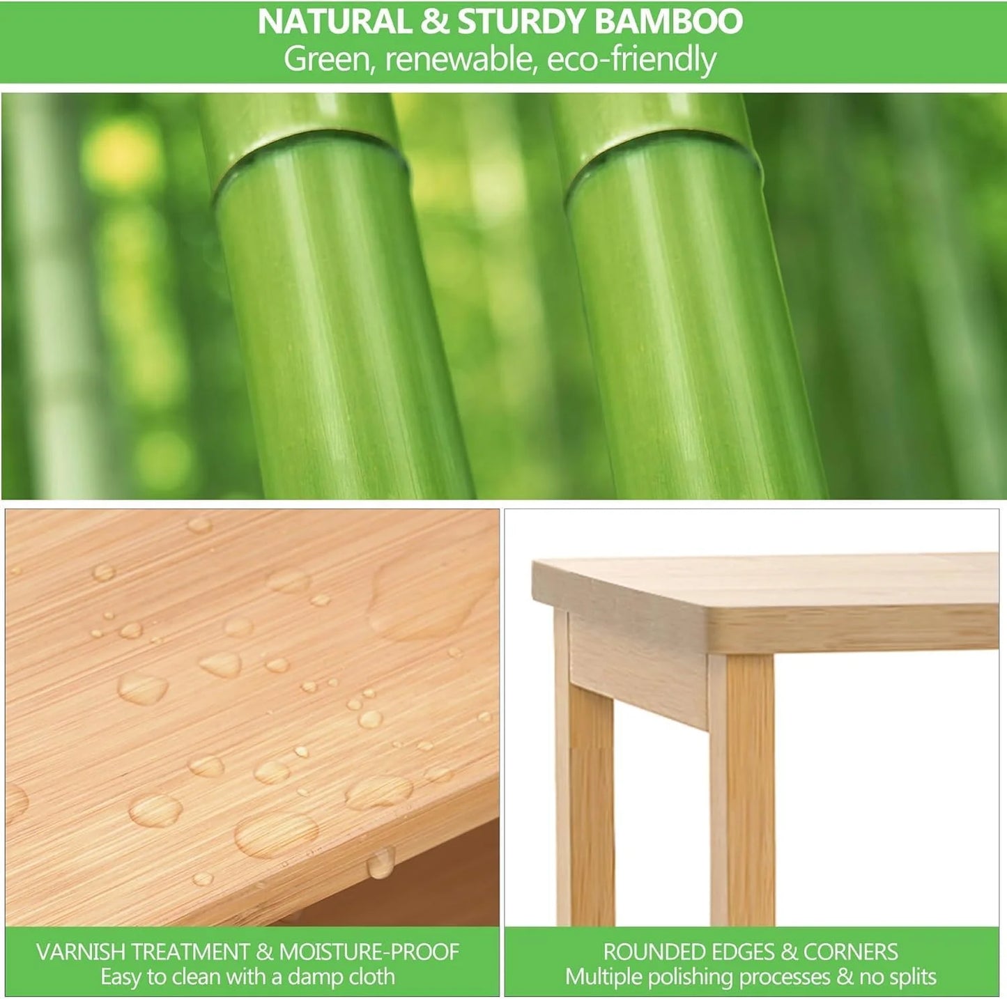Bamboo Bathroom Storage Cabinet with 2 Doors, Bathroom Floor Freestanding Cabinets Organizer for Living Room, Kitchen, Entryway