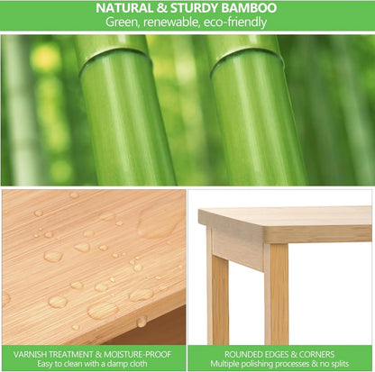 Bamboo Bathroom Storage Cabinet with 2 Doors, Bathroom Floor Freestanding Cabinets Organizer for Living Room, Kitchen, Entryway
