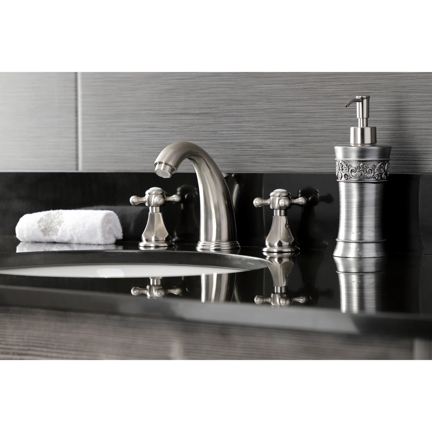Kingston Brass KB4988BX Metropolitan Widespread Bathroom Faucet with Pop-Up Drain, Brushed Nickel