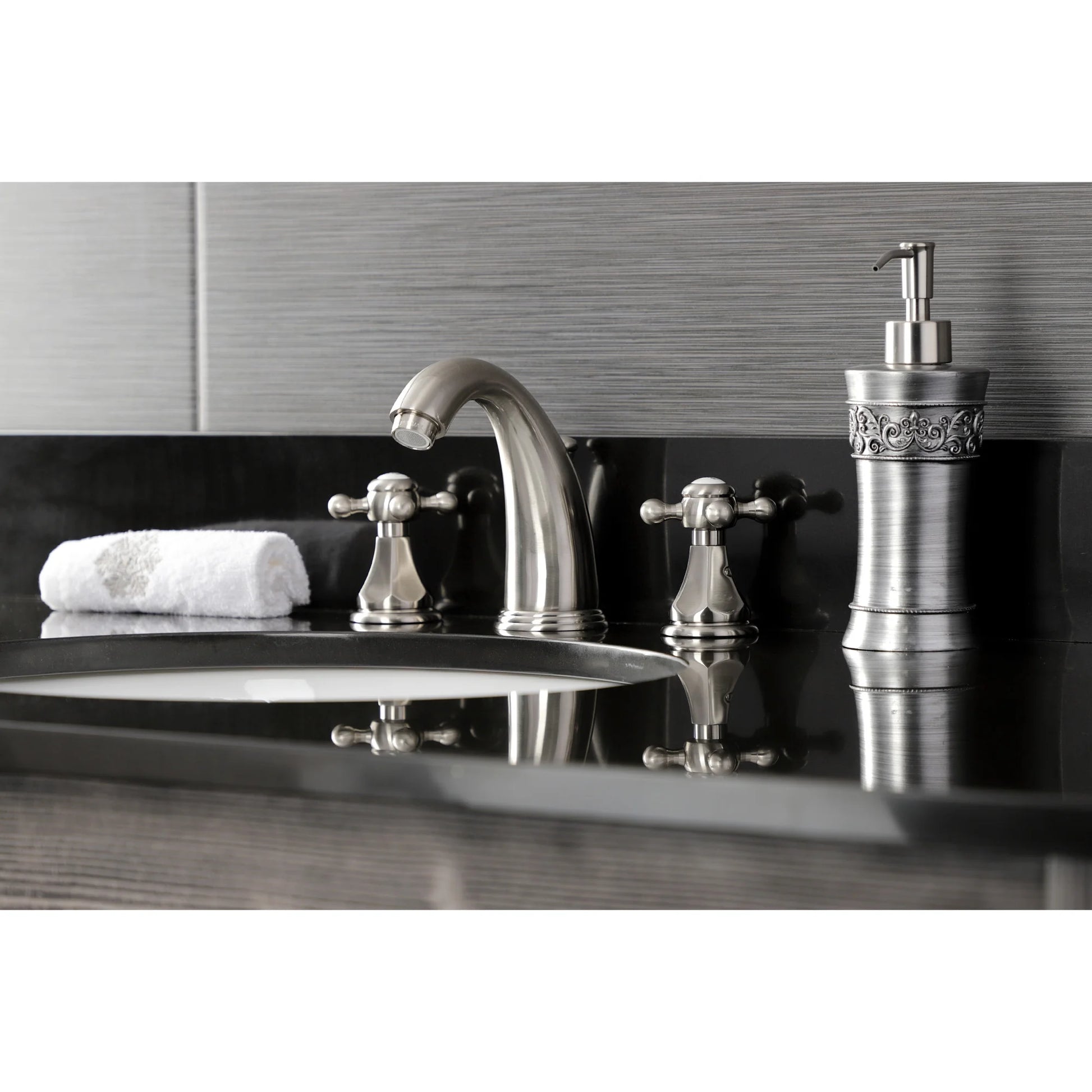 Kingston Brass KB4988BX Metropolitan Widespread Bathroom Faucet with Pop-Up Drain, Brushed Nickel