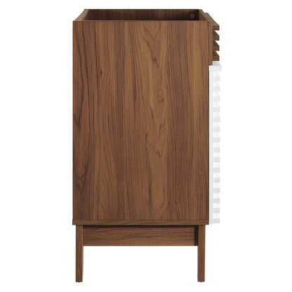 Modway Render Bathroom Vanity Cabinet (Sink Basin Not Included) in White Walnut