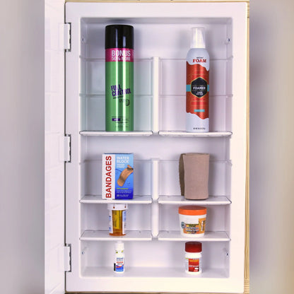 12-1-26-01 Capella 16 in. x 26 in. x 3-1/2 in. Framed Recessed 1 Door Bathroom Medicine Cabinet with 6 Shelves and White Frame