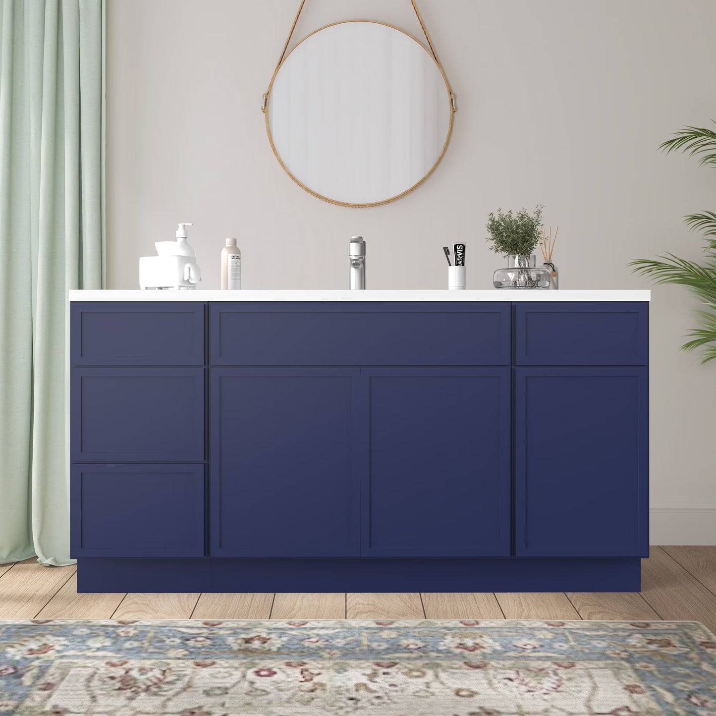 Vanity Art 63" Freestanding Bathroom Vanity Cabinet without Top in Smoky Gray