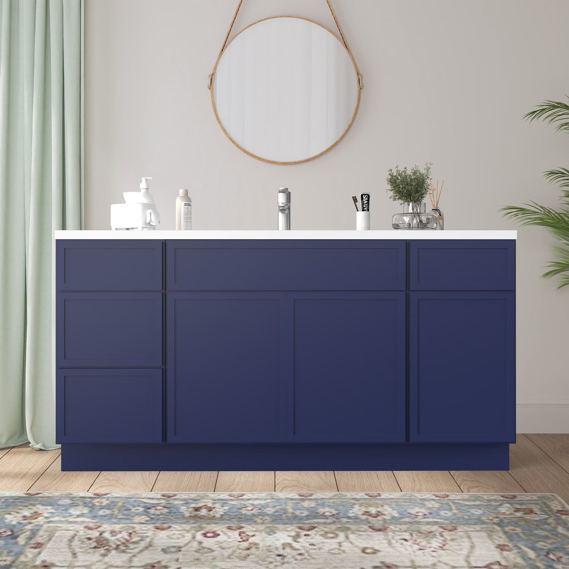 Vanity Art 63" Freestanding Bathroom Vanity Cabinet without Top in Smoky Gray