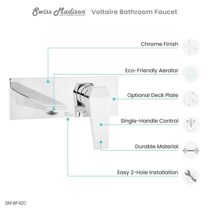 Voltaire Single-Handle, Wall-Mount, Bathroom Faucet in Chrome