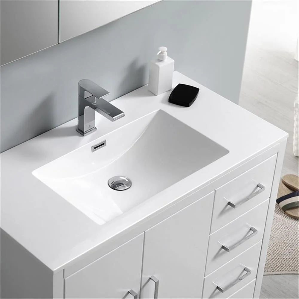 Fresca Imperia 36" Free Standing Wood Bathroom Vanity - Right in Glossy White