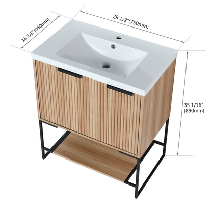 30 Inch Freestanding Bathroom Vanity with Resin Basin,30X18,(W99951318),Maple Plywood Bath Faucets Bathroom Vanities