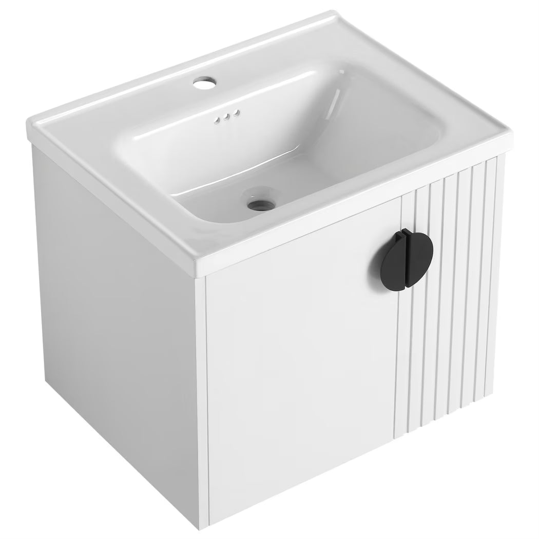 Bathroom Vanity with Dual-door Design, 24 Inch Bathroom Vanity Sink with Soft Close Door and Metal Handles, Bathroom Vanity with Sink for Small Bathroom Apartment, Black