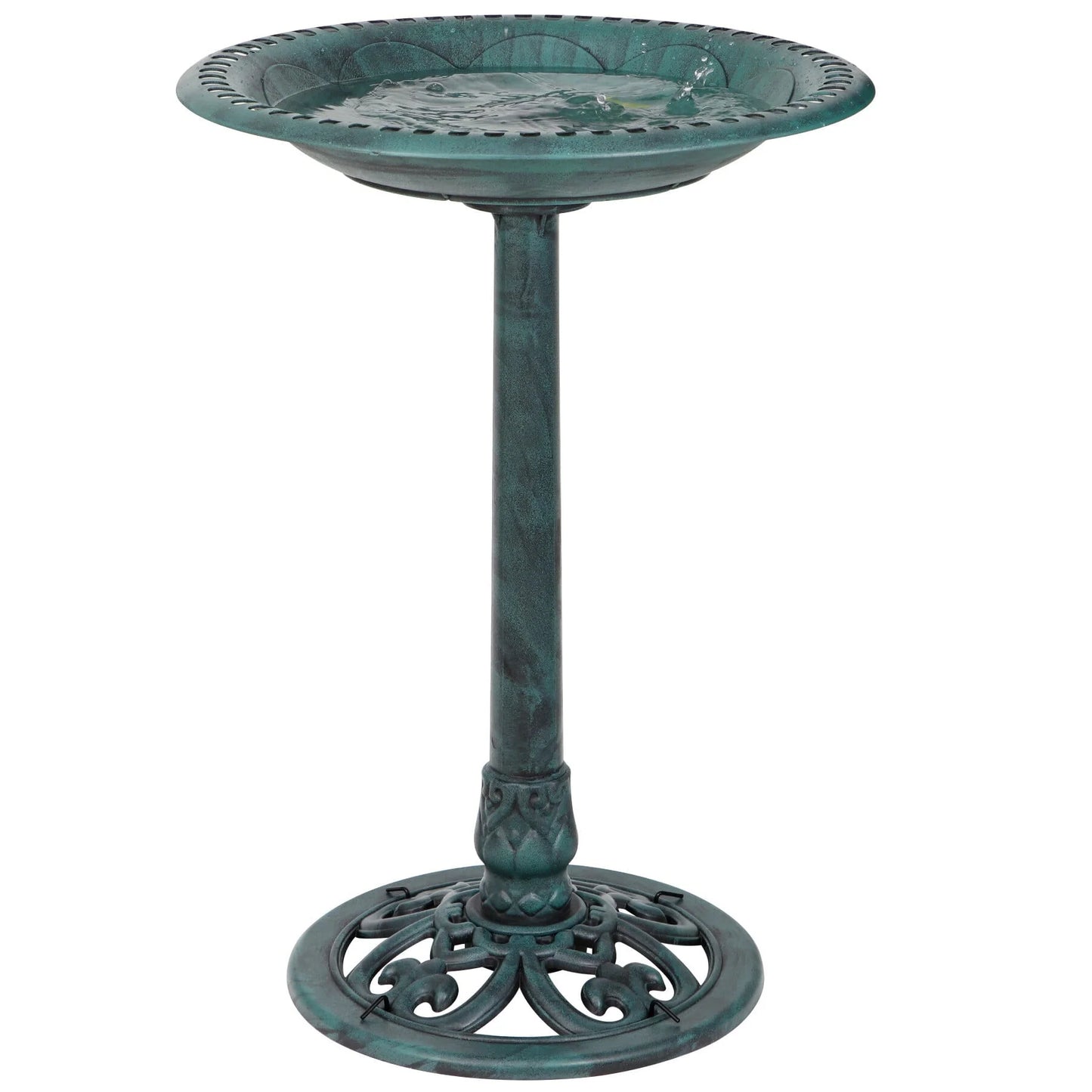 HomGarden 28" Vintage Bird Bath Antique Green Birdbath Outdoor Garden Backyard Dcor