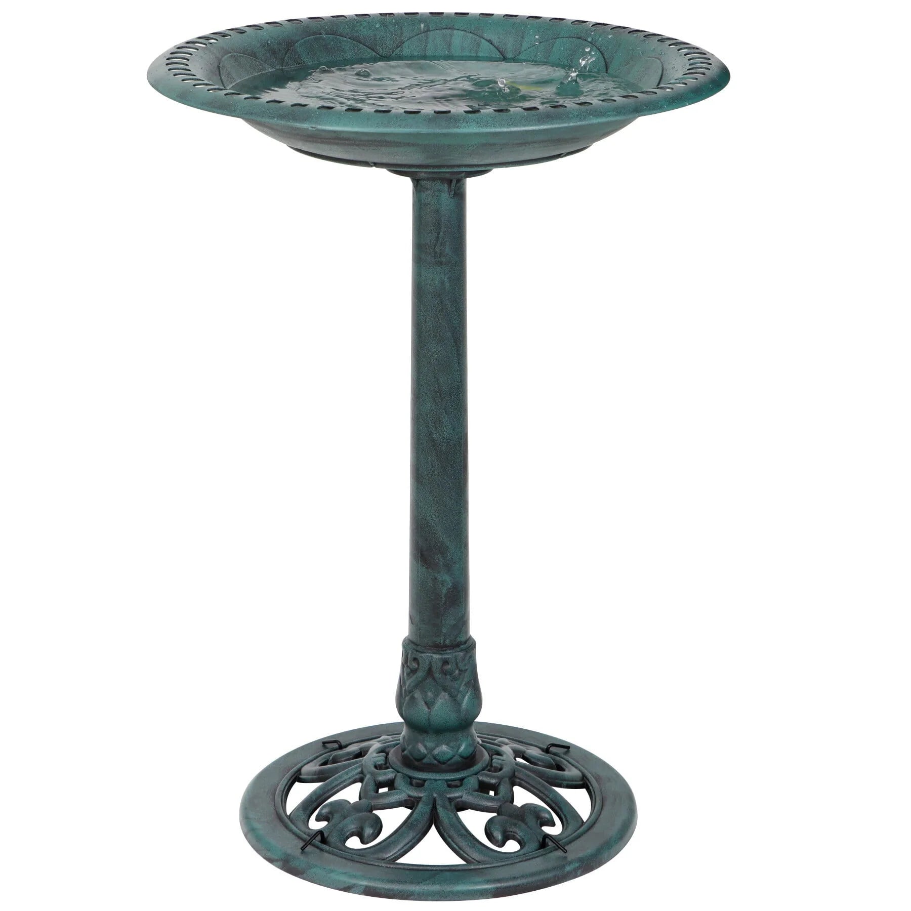 HomGarden 28" Vintage Bird Bath Antique Green Birdbath Outdoor Garden Backyard Dcor