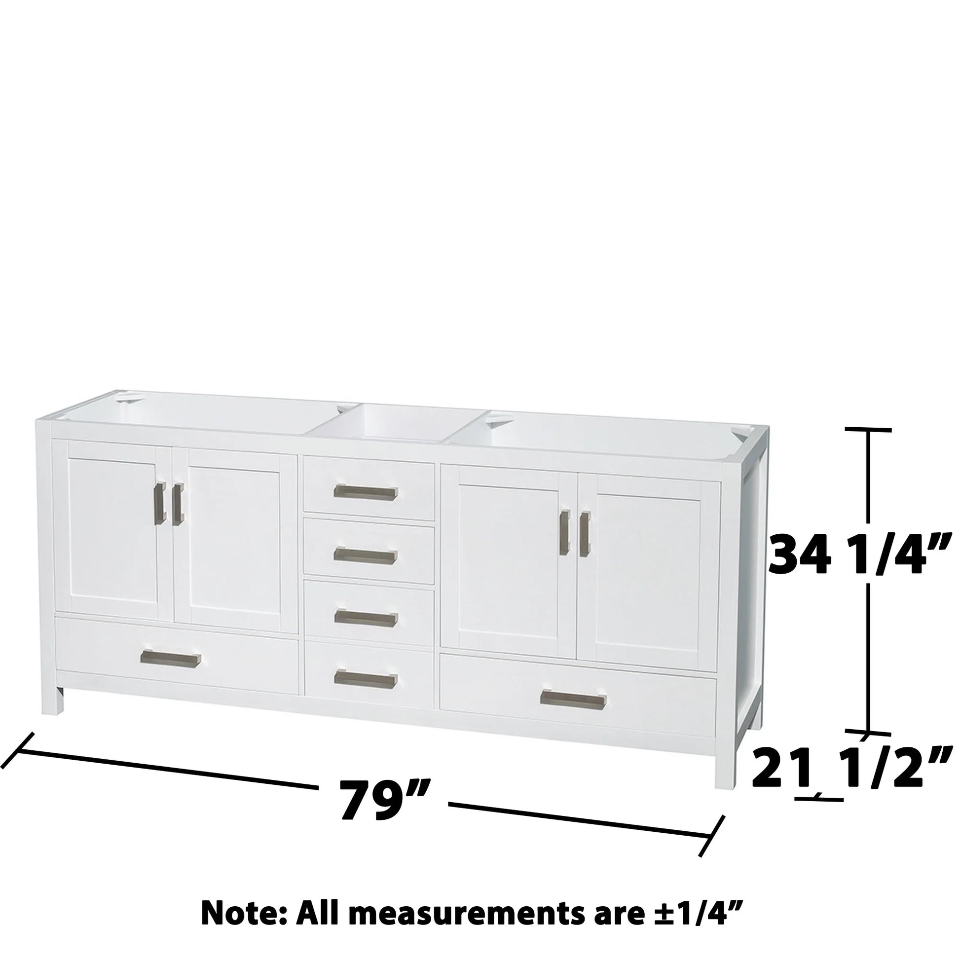 Wyndham Collection Sheffield 79" No Mirror Wood Double Bathroom Vanity in Gray