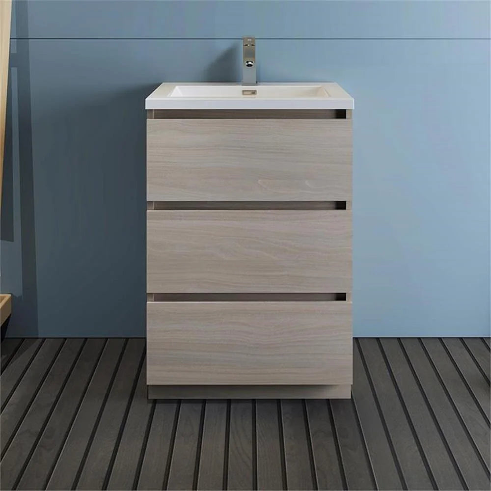 Fresca Lazzaro 24" Rosewood Free Standing Modern Bathroom Cabinet w/ Integrated Sink