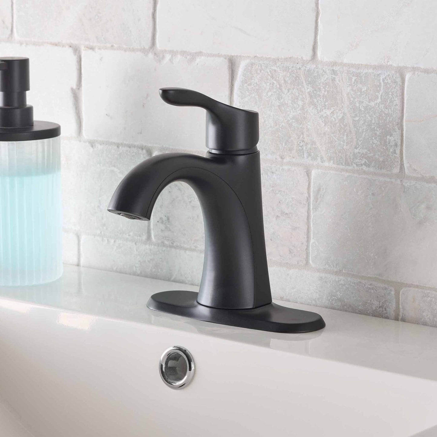 (2 pack) Better Homes & Gardens Simple Flair Single Hole Bathroom Faucet in Matte Black
