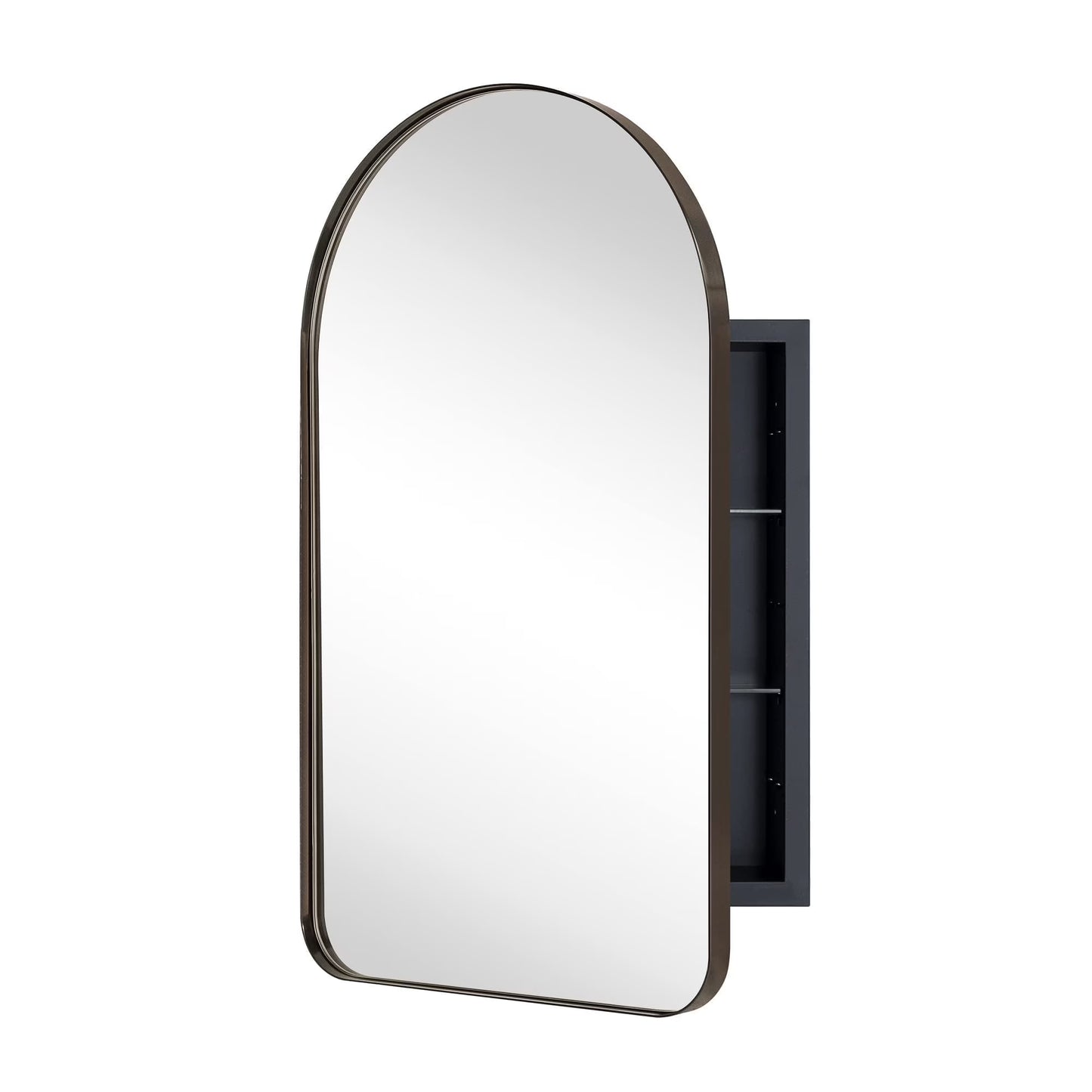 TEHOME Black Arched Recessed Bathroom Medicine Cabinet with Mirror Arch Vanity Mirros 16x28.3"