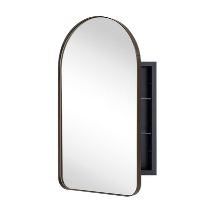 TEHOME Black Arched Recessed Bathroom Medicine Cabinet with Mirror Arch Vanity Mirros 16x28.3"