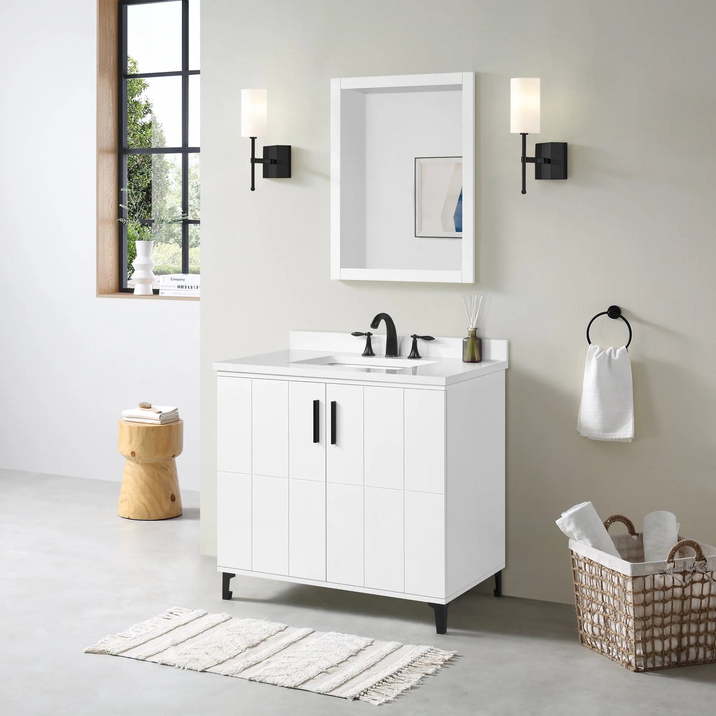 Ove Decors Zenia 36 in W x 22 in D Freestanding Bathroom Vanity with Sink, Matte White