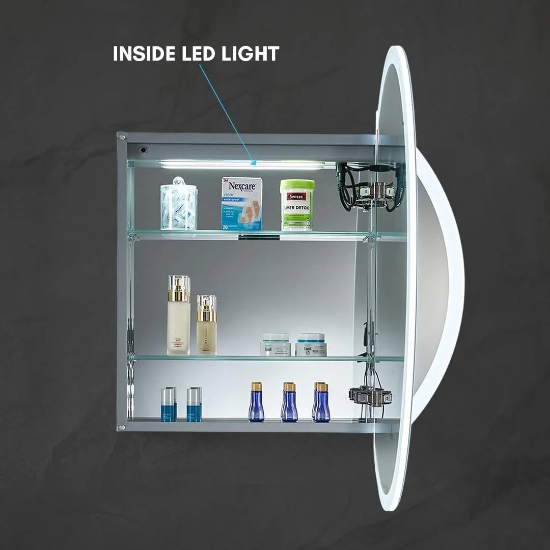 Blossom Regulus 32" LED Medicine Cabinet| Right Hinge| Bathroom Lighted Round Mirror Storage| Defog