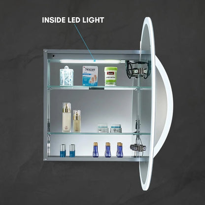 Blossom Regulus 32" LED Medicine Cabinet| Right Hinge| Bathroom Lighted Round Mirror Storage| Defog
