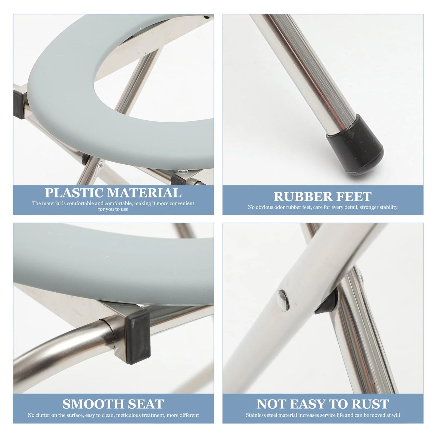 NUOLUX 1PC Foldable Bathroom Toilet Chair Portable Toilet Stool Potty Chair for The Old
