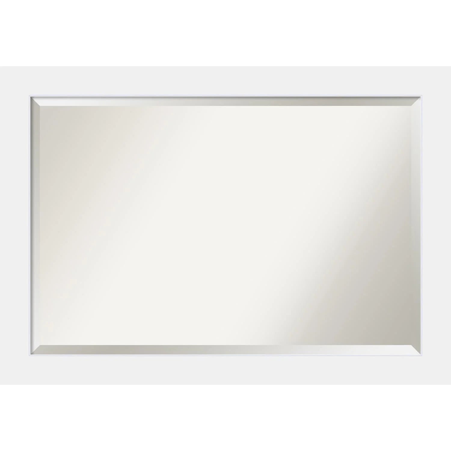Amanti Art Beveled Wood Bathroom Wall Mirror - Corvino White Frame - Outer Size: 41 x 29 in