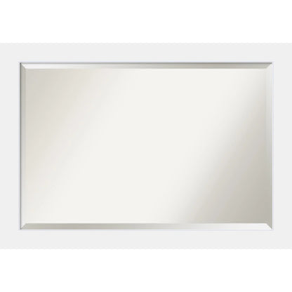 Amanti Art Beveled Wood Bathroom Wall Mirror - Corvino White Frame - Outer Size: 41 x 29 in