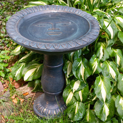 Sunnydaze Facade du Soleil Freestanding Glass Fiber Reinforced Concrete Outdoor Bird Bath, Blue