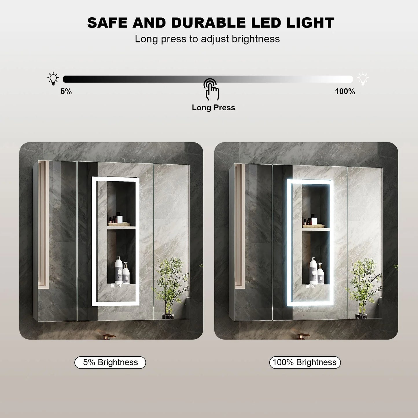 LED Lighted Medicine Cabinet With Mirror Large 3 Doors Medicine Cabinet Bathroom