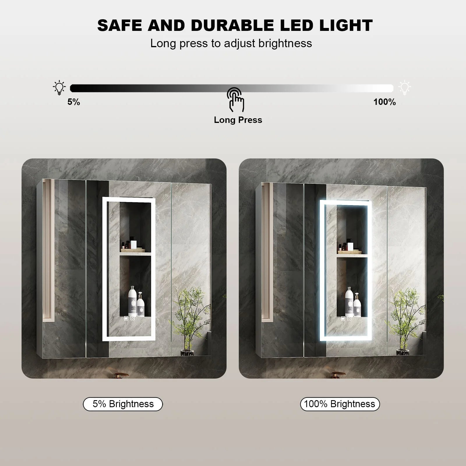 LED Lighted Medicine Cabinet With Mirror Large 3 Doors Medicine Cabinet Bathroom