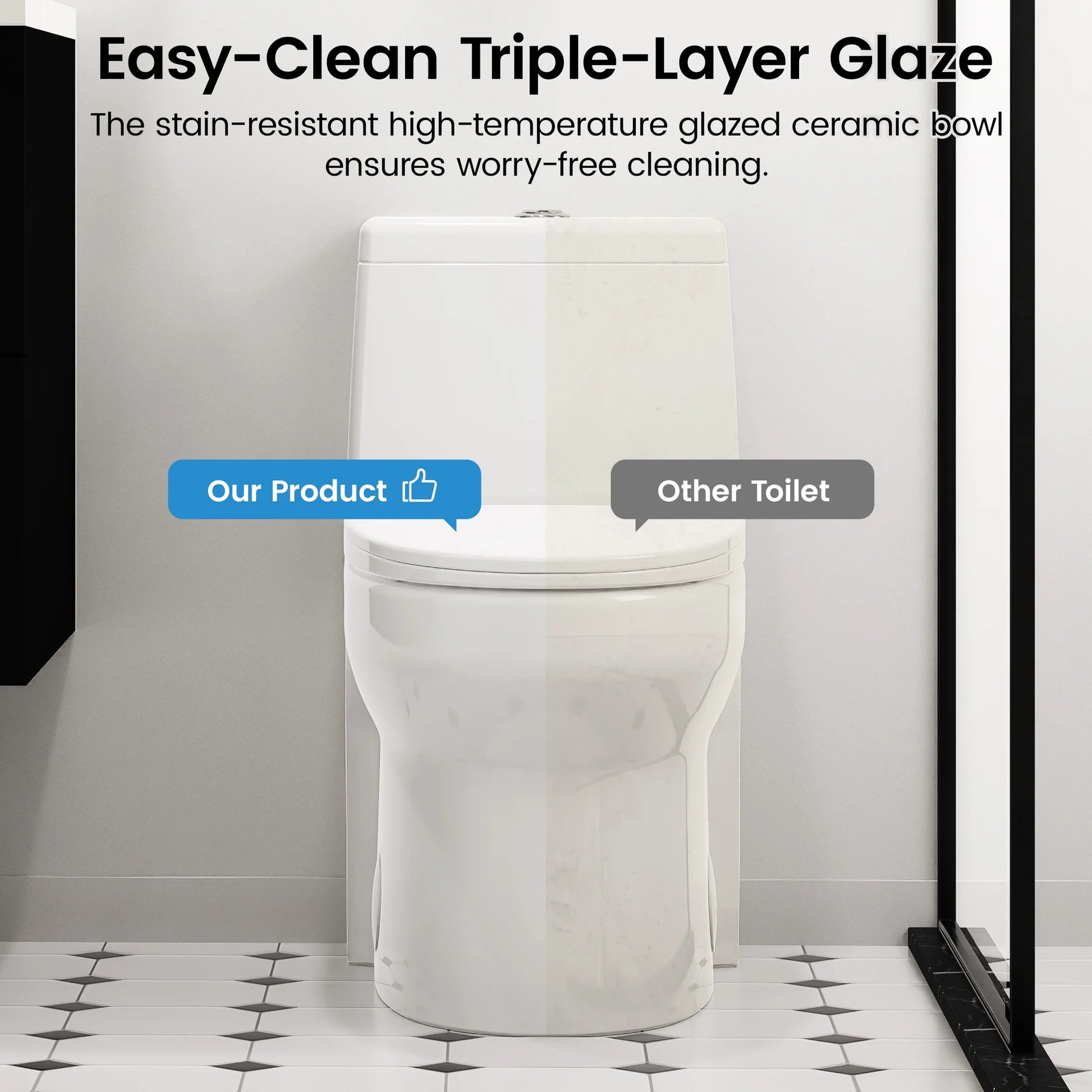 SOTOMO Elongated One Piece Toilet, Compact Design for Bathrooms, 1.1/1.6 GPF Dual Flush toilet, MAP 1000g, 12" Rough-In, Soft-Close & Quick Release Seat, 27.75"D x 15.4"W x 27.13"H