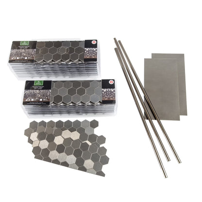 product image Aspect Peel and Stick Backsplash Honeycomb Champagne Matted Metal Tile 15 Sq Ft Kit for Kitchen and Bathrooms