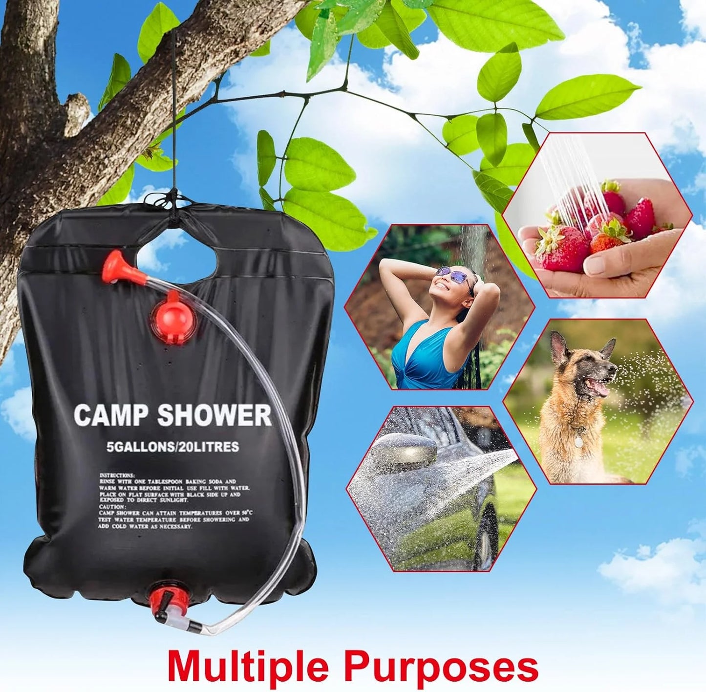 Pop Up Tent Upgrade Privacy Camping Shower Tent Portable Outdoor Sun Shelter for Outdoor Bathing Toilet Camping Biking Hiking Beach with 5.3 Gallon Shower Bag