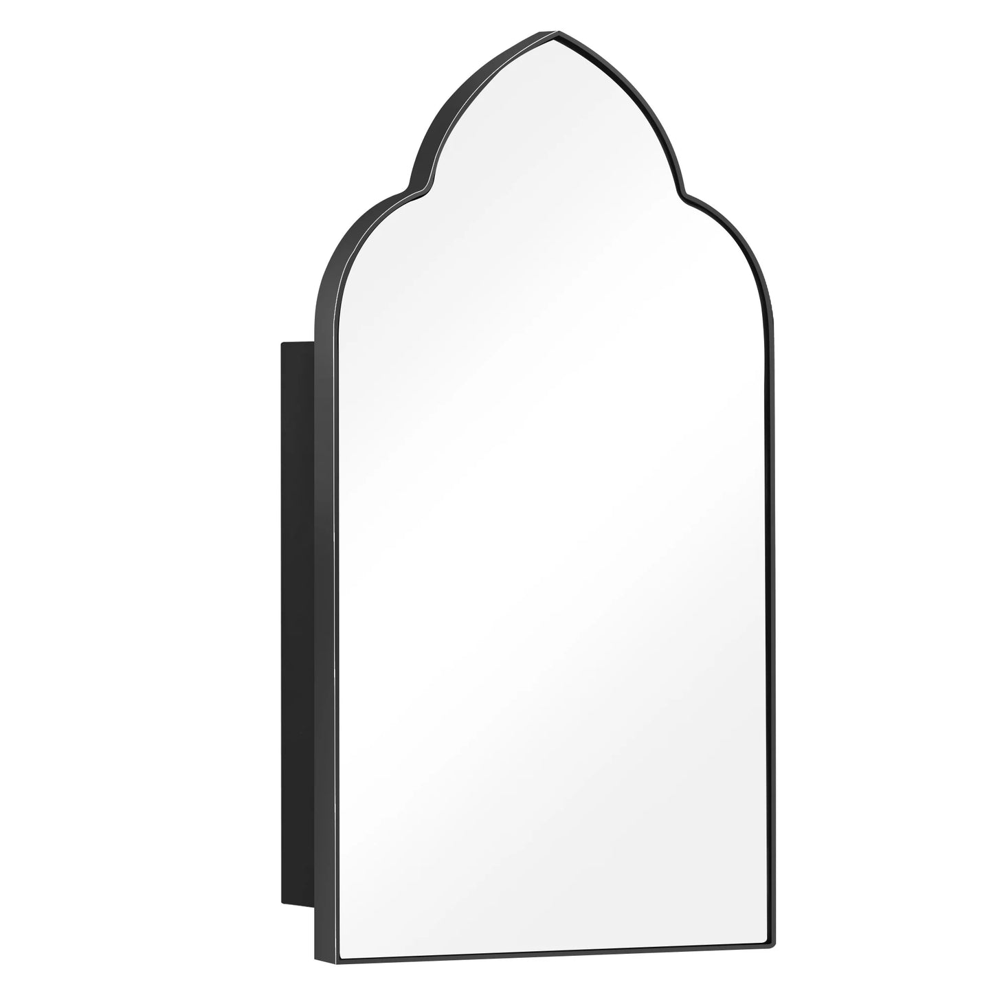 Soges Bathroom Medicine Cabinet with 3 Adjustable Storage Shelves, Wall Mounted Metal Framed Mirror Cabinet Recessed Medicine Cabinet, Cloud Shape Bathroom Mirror Cabinet, 19.7x31.5 Inches, Black