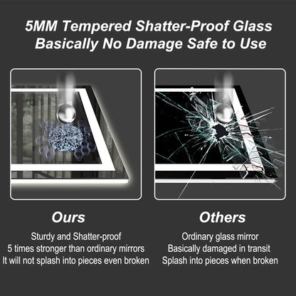 Apmir 24"x36" Premium UL Certified LED Bathroom Mirror, Super Bright, Front & Backlit, Anti-Fog, 3 Colors Dimmable