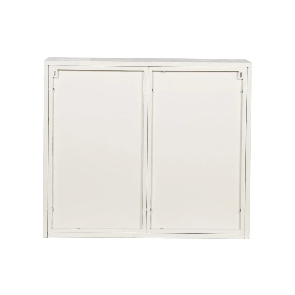 Hassch Wall Mounted Kitchen Pantry Sideboard with 2 Glass Doors, Metal Storage Cabinet Dining Cupboard for Bathroom Kitchen Living Room Dining Room, 27.56"L x 9.06"W x 23.62"H, White